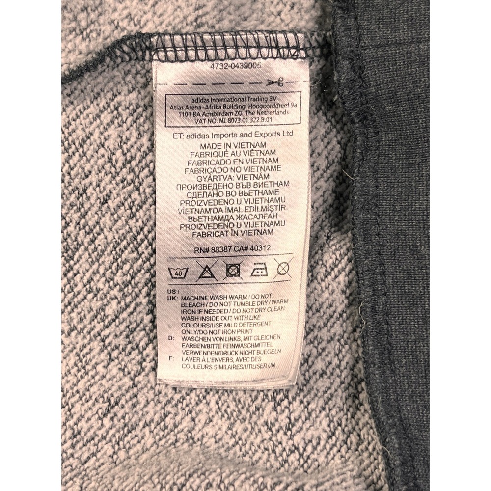Adidas Gray Pullover Hoodie Sweatshirt Mens LargeTonal Logo Pocket‎ - Picture 6 of 7